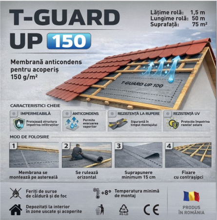 Folie anticondens - Membrana anticondens pentru acoperis T-Guard 150