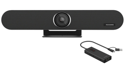 Camere de videoconferință PTZ și all-in-one - All-In-One Conferencing VideoBar BYOM Bundle RB10 Kit Senz.Optic 20 MP ±15° mPTZ+ePTZ 120°DFoV 5x Dig.Zoom Rocware, 4K UHD 3840 x 2160, 3 microfoane, HDMI/USB-C/Wi-Fi