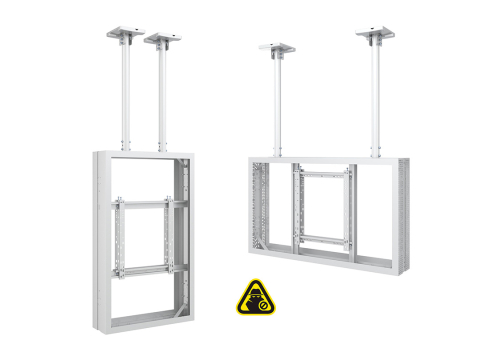 Carcase de protecție pentru display-uri, interior și exterior - Carcasă de interior pentru 2 LCD spate-la-spate de tavan Multibrackets MB-2742, compatibil 50", oțel, peisaj/portret, alb, 22.8 kg