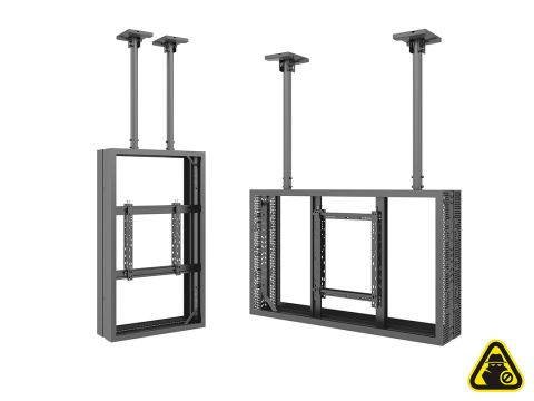 Carcase de protecție pentru display-uri, interior și exterior - Carcasă de interior pentru 2 LCD spate-la-spate de tavan Multibrackets MB-6849, compatibil 55", oțel, negru, 41 kg