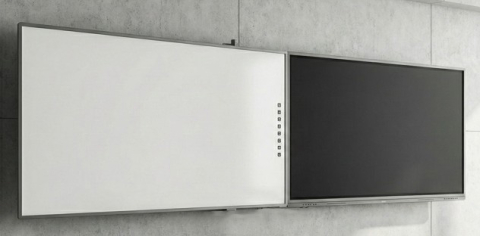 Displayuri interactive profesionale pentru educație și săli de ședințe - Display interactiv 65" Evoboard Swing 65 upgradabil si Whiteboard lateral, compatibil 65", sticlă