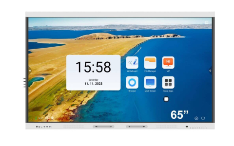 Displayuri interactive profesionale pentru educație și săli de ședințe - Display interactiv EvoBoard/BlackMount series V100-TE65YY(-N) CPU 8*A55, 65 inch, 4K UHD 3840 x 2160, Android 14, 400 cd/m², HDMI/Wi-Fi/LAN