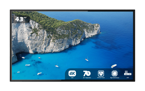 Displayuri touchscreen profesionale - Display Touch EvoBoard 43" IR Touch 20/ HDMI IN slot OPS fără OS model TP, 4K UHD 3840 x 2160, 500 cd/m², contrast 1200:1