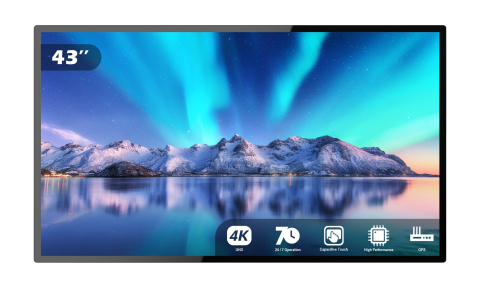 Displayuri touchscreen profesionale - Display Touch EvoBoard UP 43" HDMI IN slot OPS fără OS model TP-430B, 4K UHD 3840 x 2160, 260 cd/m², contrast 1200:1