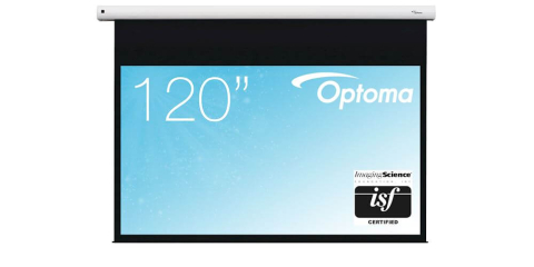 Ecrane de proiecție electrice, fixe, manuale și portabile - Ecran proiectie electric perete/tavan Optoma DE-9120EGA cu telecomanda, format 16:9, încastrat în tavan