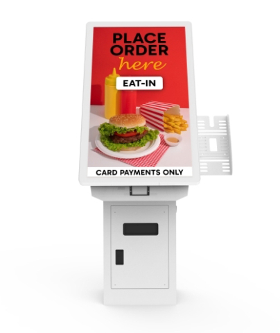 Kiosk self-service cu imprimantă termică și cititor de coduri - Kiosk Profesional Self-Service 22" Alsee cu montare pe perete PC integrat imprimanta EPSON TM-T20III integrata Allsee-tech SO22B, sticlă, alb