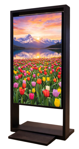 Kiosk și totem digital pentru interior și exterior - Kiosk / Totem Indoor back-to-back 65" - EVOBOARD dublu fără touch cu display 65", negru