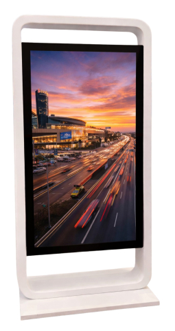 Kiosk și totem digital pentru interior și exterior - Kiosk / Totem Indoor back-to-back 75" - EVOBOARD dublu fără touch cu display 75", alb