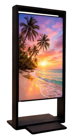 Kiosk și totem digital pentru interior și exterior - Kiosk / Totem Indoor back-to-back 75" - EVOBOARD dublu fără touch cu display 75", negru