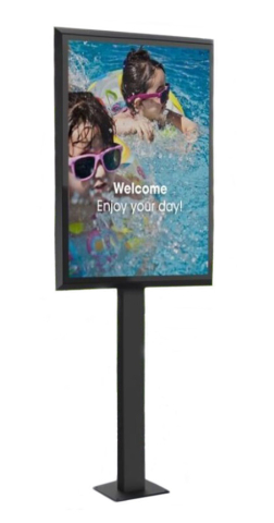 Kiosk și totem digital pentru interior și exterior - Kiosk / Totem Outdoor 49" - LG 49XE4 cu sistem de prindere Vogel`s 49XE4F-POW1601, IP56, sticlă, peisaj