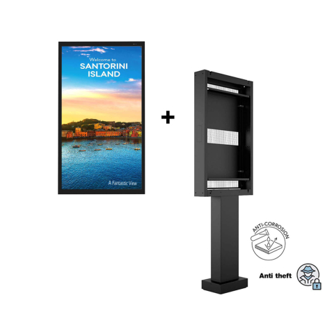 Kiosk și totem digital pentru interior și exterior - Kiosk / Totem Outdoor 49" - Pro Single Multibrackets MB-8101 si Outdoor Display LG 49XE4F-M.AEU, IP56, sticlă, portret
