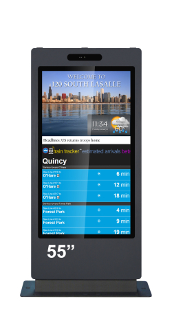 Kiosk și totem digital pentru interior și exterior - Kiosk / Totem Outdoor 55" - EVOBOARD 550ODLAZ 55", IP65, sticlă securizată, portret