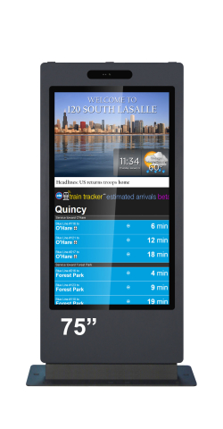 Kiosk și totem digital pentru interior și exterior - Kiosk / Totem Outdoor 75" - EVOBOARD 750ODLAZ display 75", IP65, sticlă securizată, peisaj/portret
