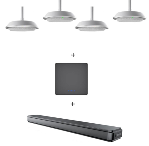 Sisteme videoconferință - Pachet audio cu 4 speakerphone-uri pentru videoconferinte cu prindere in tavan HD11, HDMI/USB-C/LAN