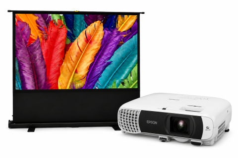 Videoproiectoare laser și cu lampă, pentru orice sală - Pachet de proiecție Epson EB-FH18 + Ecran Portabil Pull-Up Blackmount 110"' - TG26 FH18-TG26, 4100 lumeni ANSI, Full HD 1920 x 1080, 3LCD