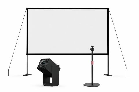 Videoproiectoare laser și cu lampă, pentru orice sală - Pachet de proiecție Wanbo Cube 2 pro + Ecran Portabil ALR + Suport - albastru inchis - TG26, 500 lumeni ANSI, Full HD 1920 x 1080