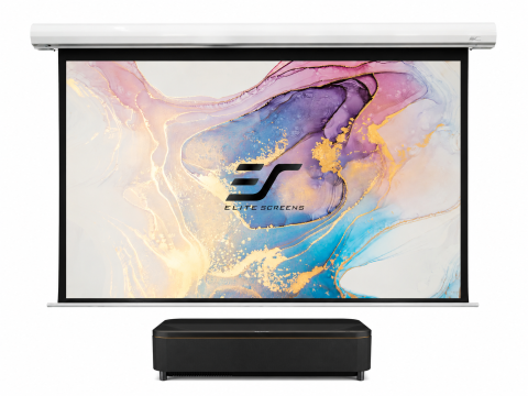 Ecrane de proiecție electrice, fixe, manuale și portabile - Pachet Epson EH-QS100B + Elite Screens Saker SKT100XH-CLR-E12 ecran electric CLR 100", 4500 lumeni ANSI, 4K UHD 3840 x 2160, 3LCD sursă laser