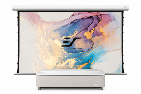 Ecrane de proiecție electrice, fixe, manuale și portabile - Pachet Epson Lifestudio Grand Plus EH-LS970W + Elite Screens Saker SKT120XH-CLR-E12 Google TV, 4000 lumeni ANSI, 3LCD sursă laser, cod EPS-LS970W-ES-SKT120XH-CLR