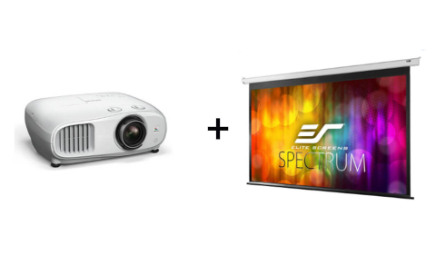 Videoproiectoare laser și cu lampă, pentru orice sală - Pachet proiectie Home Cinema cu Videoproiector EPSON EH-TW7000 PRO si Ecran electric EliteScreens ELECTRIC110XH, 3000 lumeni ANSI, 4K UHD 3840 x 2160