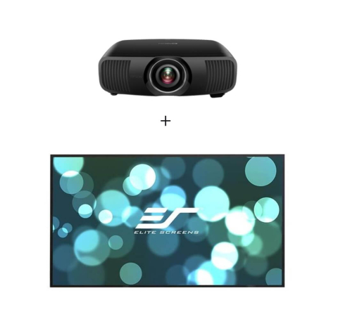 Videoproiectoare laser și cu lampă, pentru orice sală - Pachet proiectie Home Cinema cu Videoproiector Laser Epson LS12000B si Ecran rama fixa EliteScreens AR135WH2, 2700 lumeni ANSI, 4K UHD 3840 x 2160