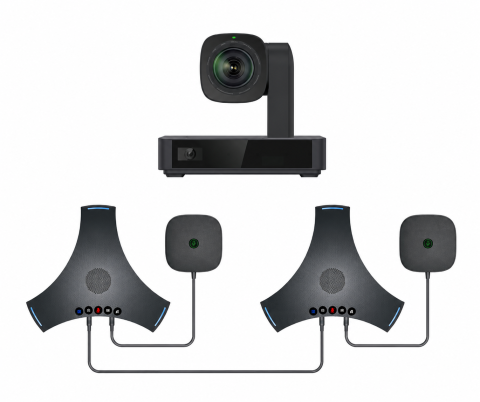 Sisteme videoconferință - Pachet videoconferință BYOM cu cameră PTZ 2x speakerphone wireless POD4 - Large Room WeDoInnov 2xPOD4-P10H4, 4K UHD 3840 x 2160, 10x zoom optic, HDMI/Wi-Fi/LAN