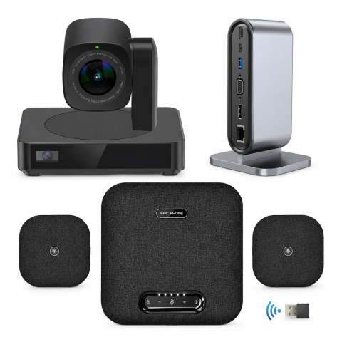 Sisteme videoconferință - Pachet videoconferință BYOM cu cameră PTZ stație de andocare și speakerphone wireless POD7 - Medium WeDoInnov POD7-P06-DOCK01, 4K UHD 3840 x 2160, 6x zoom optic