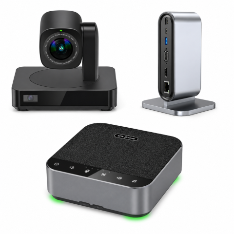 Sisteme videoconferință - Pachet videoconferință BYOM cu cameră PTZ stație de andocare și speakerphone wireless POD8 - Medium WeDoInnov POD8-P06-DOCK01, 4K UHD 3840 x 2160, 6x zoom optic