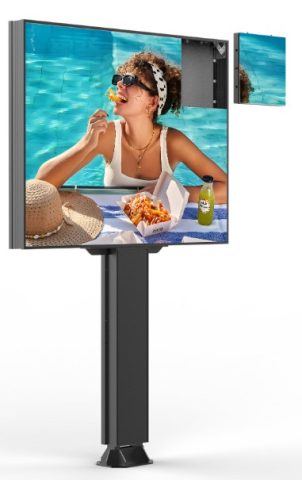 Displayuri profesionale pentru digital signage - Panou publicitar LED exterior 2 fețe - ecran LED + poster pixel pitch 5.0 mm vizibil 3x2 CNLC Technology, 5000 cd/m², Android