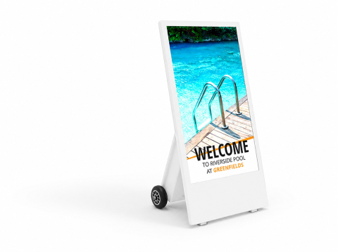 Displayuri outdoor profesionale pentru exterior - Stand publicitar A-Board Digital Outdoor 43" ALSEE cu baterie rezistent la temperaturi Allsee-tech, compatibil 43"