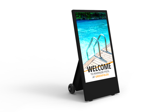 Displayuri outdoor profesionale pentru exterior - Stand publicitar A-Board Digital Outdoor 43" ALSEE cu baterie rezistent la temperaturi Allsee-tech OAB43HD10, compatibil 43"