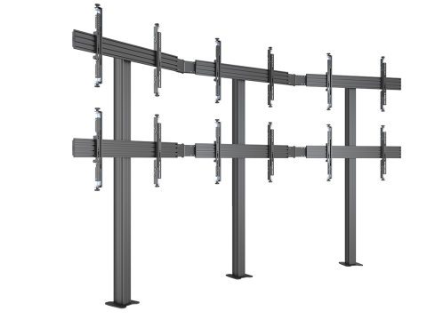 Standuri și suporturi pentru videowall și displayuri mari - Stand Video Wall MBFMC 3x2U Multibrackets MB-4639 32-65" brațe reglabile montaj pe podea, configurație 3x2, max. 30 kg, VESA 600 x 400 mm, otel, aluminiu, plastic, negru