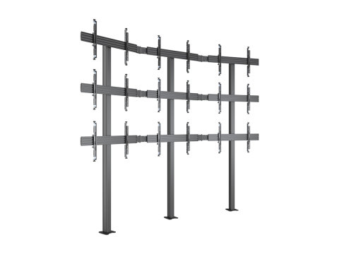 Standuri și suporturi pentru videowall și displayuri mari - Stand Video Wall MBFMC 3x3U Multibrackets MB-4646 32-65" brațe reglabile montaj pe podea, configurație 3x3, max. 30 kg, VESA 600 x 400 mm, otel, aluminiu, plastic, negru