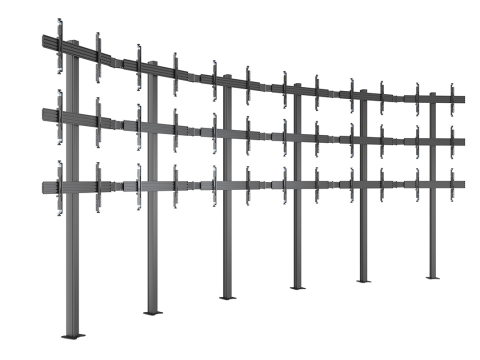 Standuri și suporturi pentru videowall și displayuri mari - Stand Video Wall MBFMC 6x3U Multibrackets MB-4653 32-65" brațe reglabile montaj pe podea, configurație 6x3, max. 30 kg, VESA 600 x 400 mm, otel, aluminiu, plastic, negru