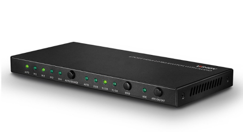 Distribuție semnal video: switchere, mixere și extendere - Switch HDMI 18G cu 4 porturi și audio Lindy 38249, 4K UHD 3840 x 2160, negru
