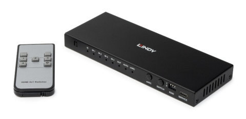 Distribuție semnal video: switchere, mixere și extendere - Switch HDMI 8K60 cu 4 porturi și eARC Lindy 38386, negru