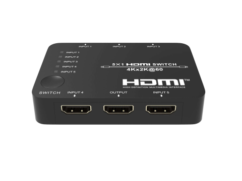 Distribuție semnal video: switchere, mixere și extendere - Switch HDMI2.0b 5x1 4K@60Hz 4:4:4 HDCP2.2 3D cu telecomanda EVOCONNECT