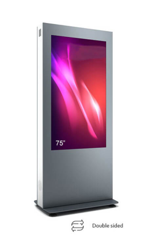 Kiosk și totem digital de interior - Totem de interior cu două fete B04 B04V75N-SAB fata sticlă securizată frontală, compatibil 75"