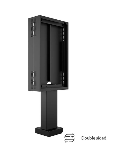 Kiosk și totem digital pentru interior și exterior - Totem OutDoor cu două fete pentru LG 55XE4F-M Multibrackets MB-8157 antifurt, compatibil 55", portret, negru