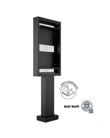 Kiosk și totem digital pentru interior și exterior - Totem Outdoor Pro Single pentru LG 49XE4F-M Multibrackets MB-8101 antifurt, compatibil 49", portret, negru