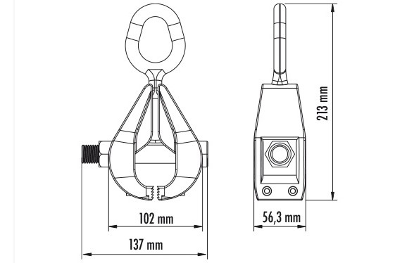 Clemă autoblocantă pentru tragere, capacitate de prindere 55 mm, fără articulație [2]