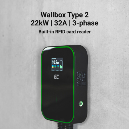 Stație Încărcare EV Green Cell GC PowerBox Wallbox 22 kW RFID Type 2 [1]