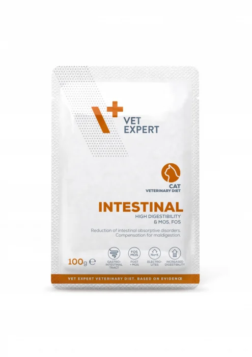 Pisici - 4T Dieta umeda pisici Intestinal Cat, VetExpert, plic 100g- pui si vita