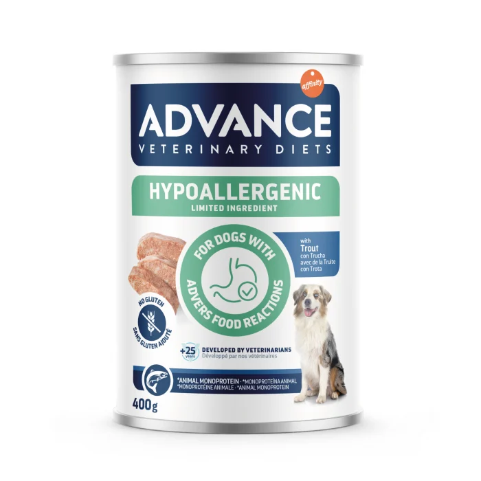 Hrană Câini - Advance, conserva hrana umeda dieta dog hypoallergenic cu pastrav - 400 gr