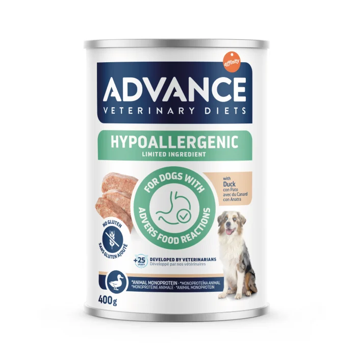 Hrană Câini - Advance, conserva hrana umeda dieta dog hypoallergenic cu rata - 400 gr