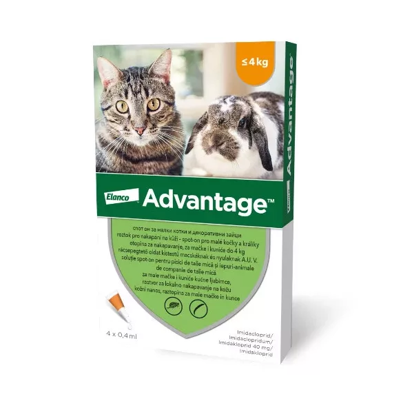 Animale Exotice - Advantage 40mg Pisica/Iepure- Solutie spot-on deparazitare externa-1 pipeta