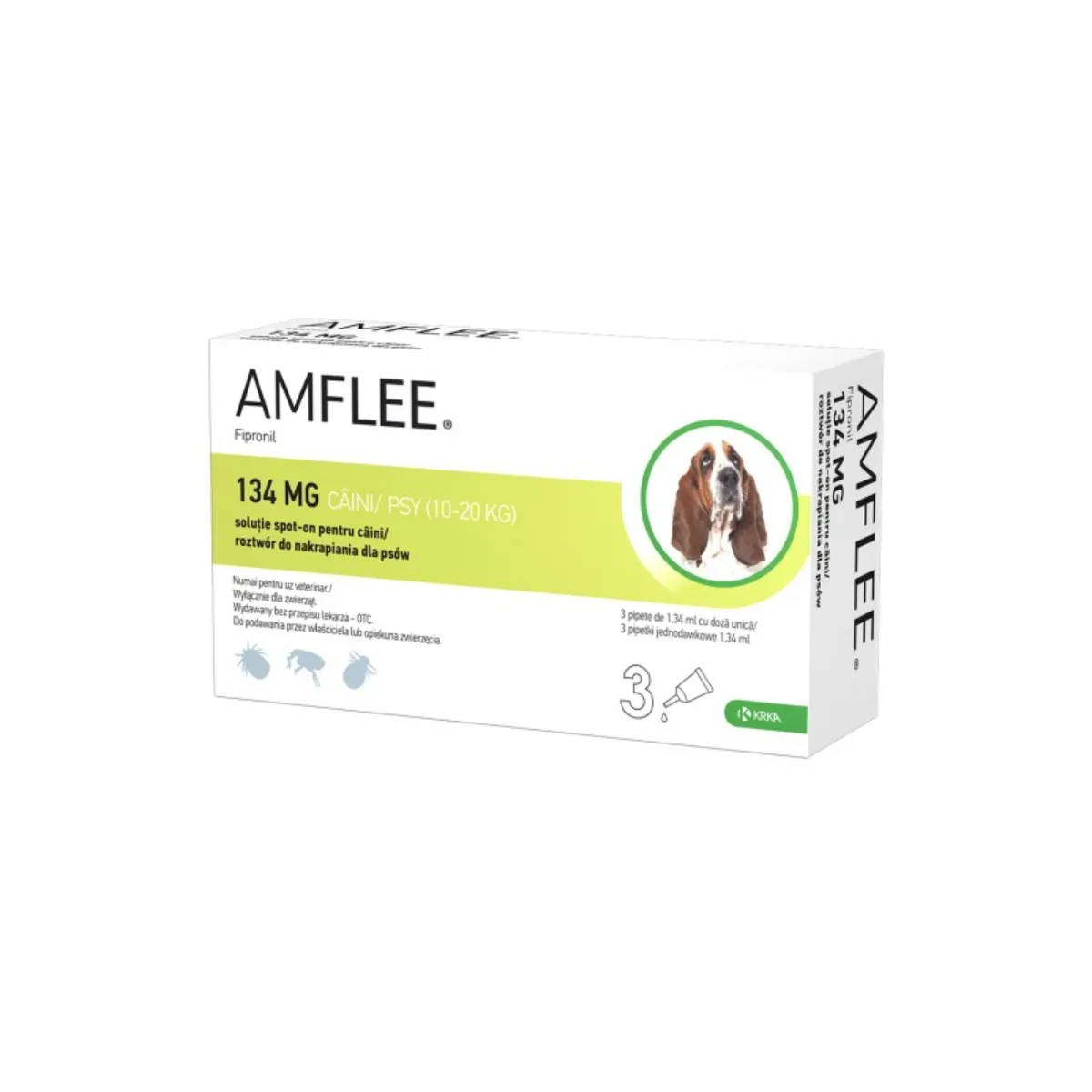 Antiparazitare Externe Câini - AMFLEE Dog, spot-on, soluție antiparazitară, câini 10-20 kg-1 pipeta