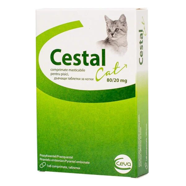 Farmacie Pisici - Antiparazitar intern pentru pisici Cestal Cat Chew, 8 tablete masticabile