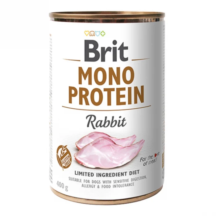 Afecţiuni Digestive Câini - Brit- Hrana Umeda Monoprotein Dog- Rabbit 400 g