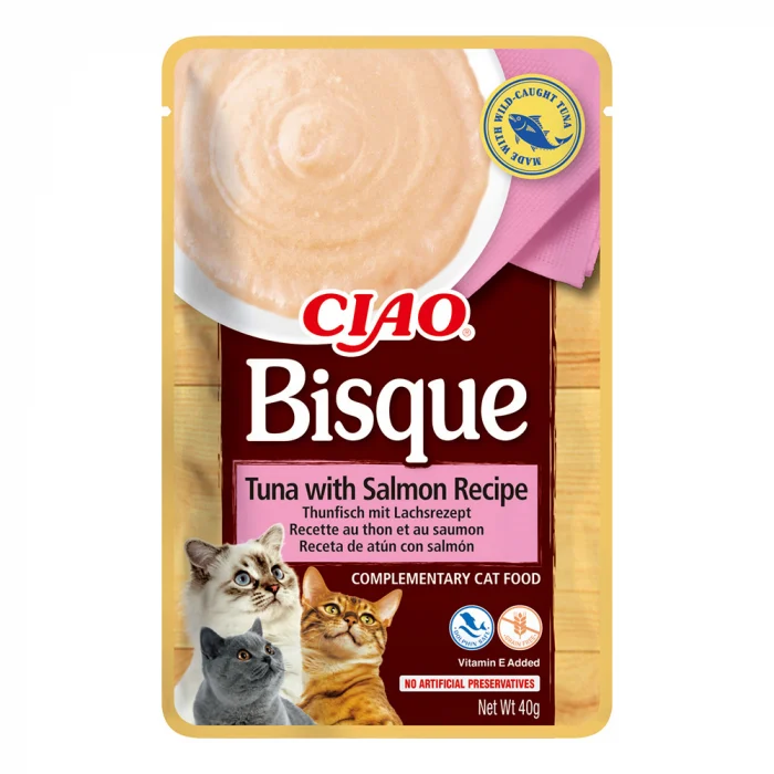 Hrană Pisici - Ciao Churu Bisque pentru Pisici cu Ton si Somon 40g