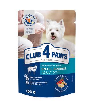 Hrană Câini - Club 4 Paws Adult Mini Hrana umeda premium Miel 100g